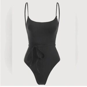 BERLOOK Backless Tie One-Piece Swimsuit Black, M
